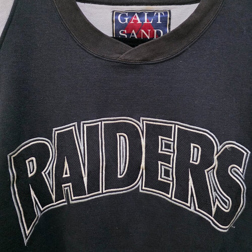 Galt Sand Raiders Sweatshirt Vintage 1995 NFL Crewneck Black Grey Colorblock XL - Picture 2 of 13